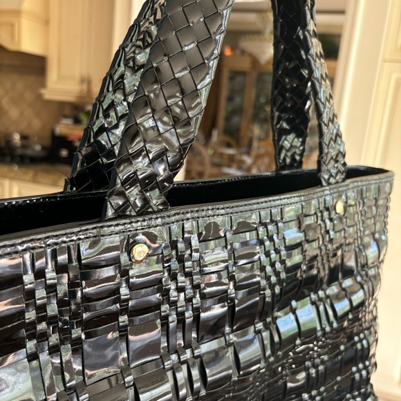 SUPER RARE KATE SPADE Black Patent
Woven Leather Satchel Tote Shoulder Bag - Picture 13 of 15